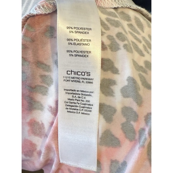 Chicos 2 Womens Open Front Cardigan Pink Tropical Animal Print Size Large - Picture 5 of 5